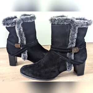 Stuart Weitzman NWOT Size 9.5 Women's Jodfur Black Sport Suede Booties Fur Lined